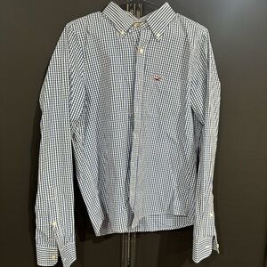 Hollister Navy and White Gingham Shirt